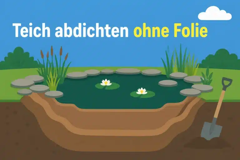 Teich abdichten ohne Folie - Illustration